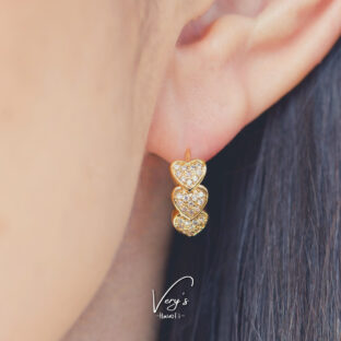 Zirconia Triple Heart Hoop Pierce【Very’s Jewelry】《両耳セット》
