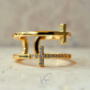 Double Cross Zirconia Ring【Very’s Jewelry】
