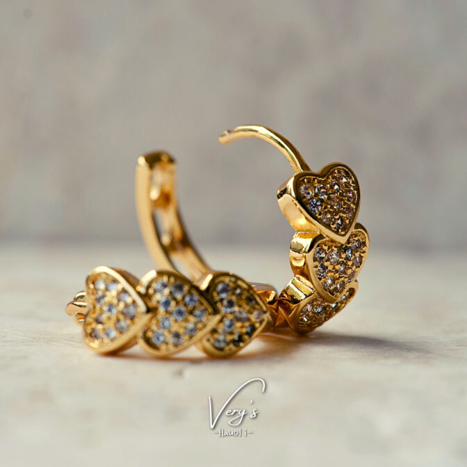 Triple Heart Stone Hoop Pierce