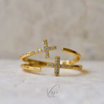 Double Cross Stone Ring