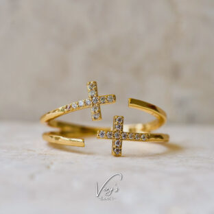 Zirconia Double Cross Ring【Very’s Jewelry】