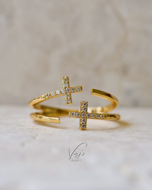 Double Cross Stone Ring