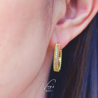 Zirconia Triple Grain Hoop Pierce【Very's Jewelry】《両耳セット》