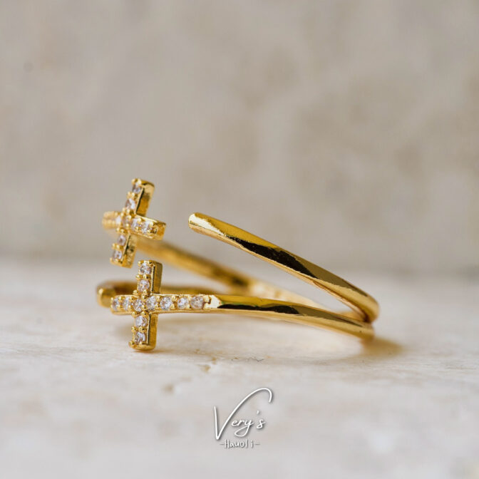 Double Cross Stone Ring