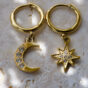 Zirconia Star & Moon Hoop Pierce【Very’s Jewelry】《両耳セット》