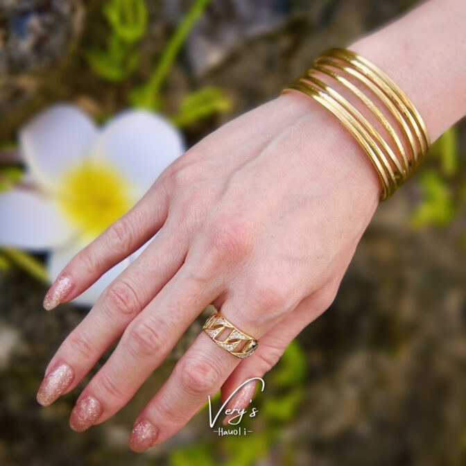 Miami Cuban Cz Ring Open Cuff Bracelet